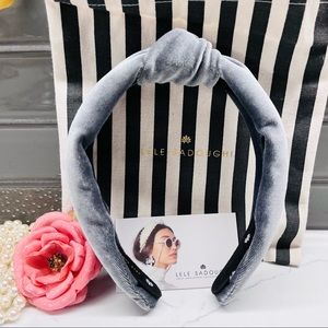LELE SADOUGHI Knotted Velvet Headband in Gray.